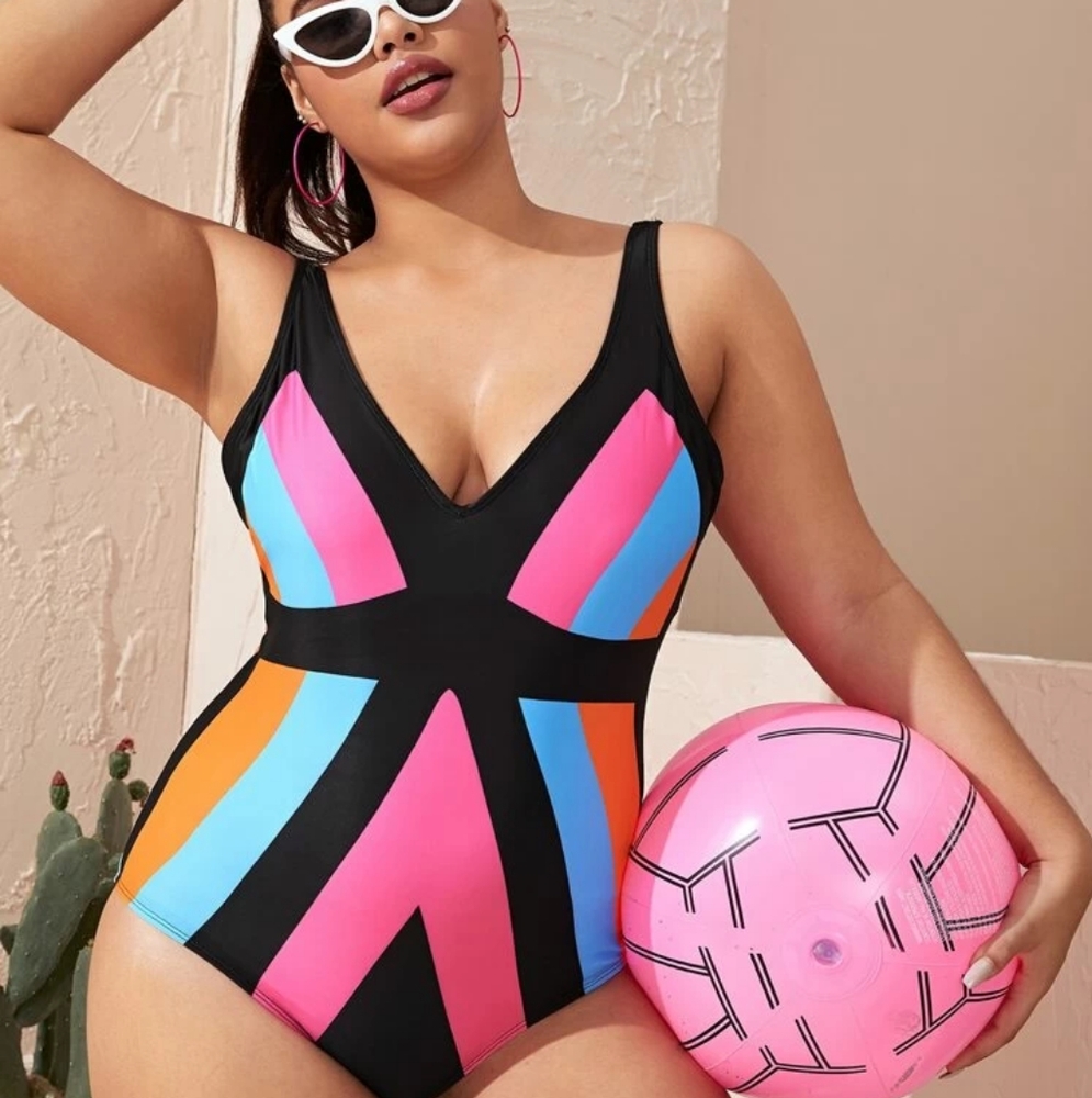 Shein Plus Colorblock One Piece Swimsuit